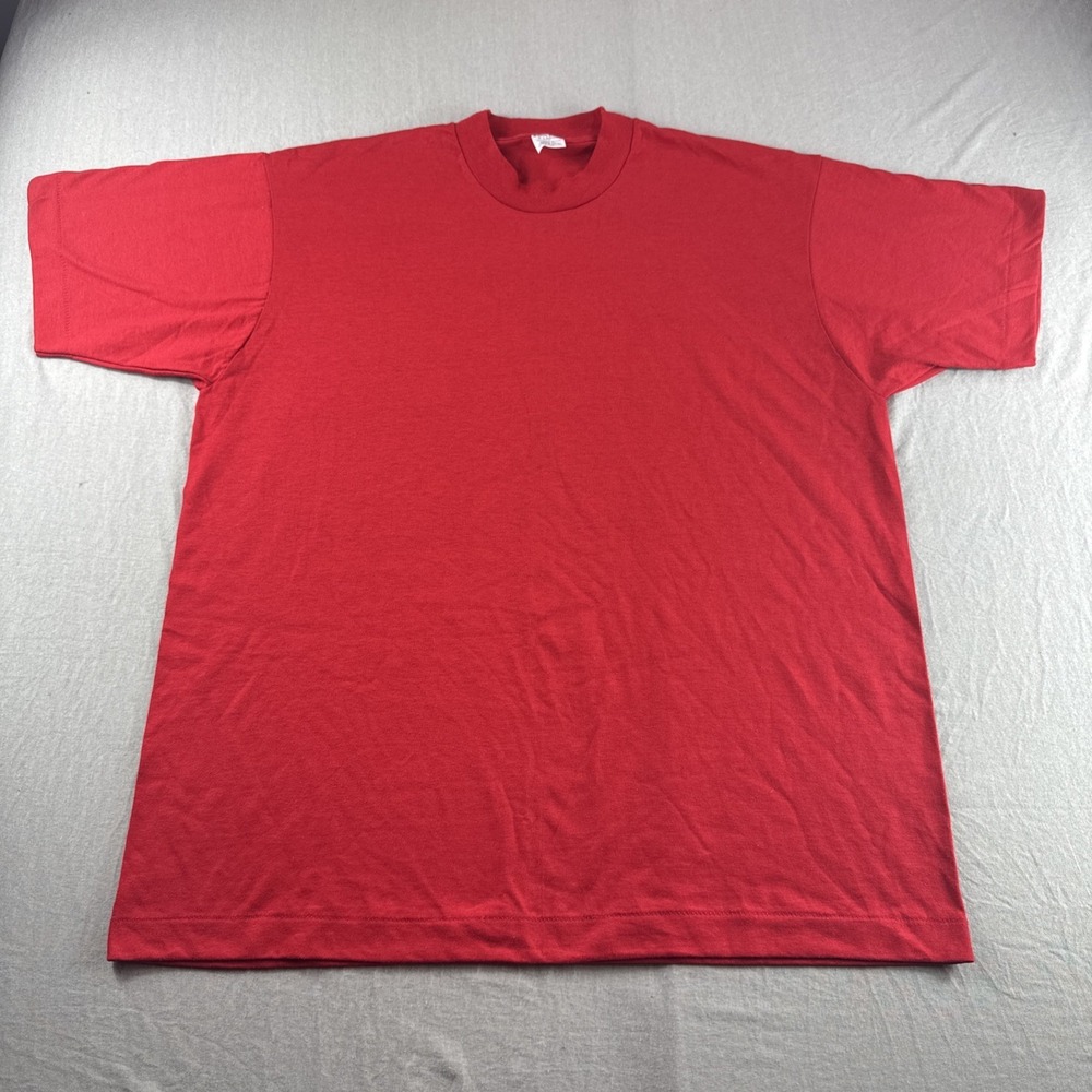 Vintage Sand Knit T-Shirt Adult XL Red Made in USA Blank Single Stitch Crewneck